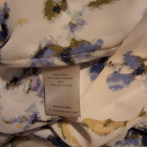 Daniel Rainn Floral Blouse in Cream with Blue and Gold Accents - Picture 5 of 5